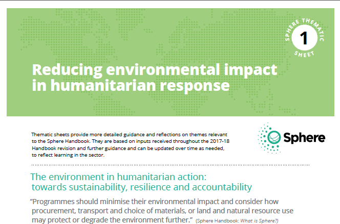 Thematic Sheet #1: Reducing environmental impact in humanitarian response