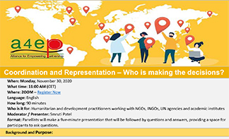Coordination and Representation – Who is making the decisions? Online, 30 Nov 2020