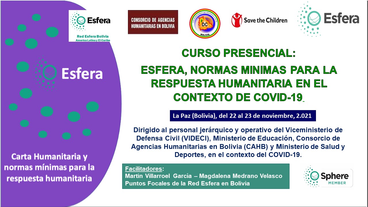 Esfera, Normas minimas para la respuesta humanitaria en el contexto Covid-19, 22-24 Nov 2021