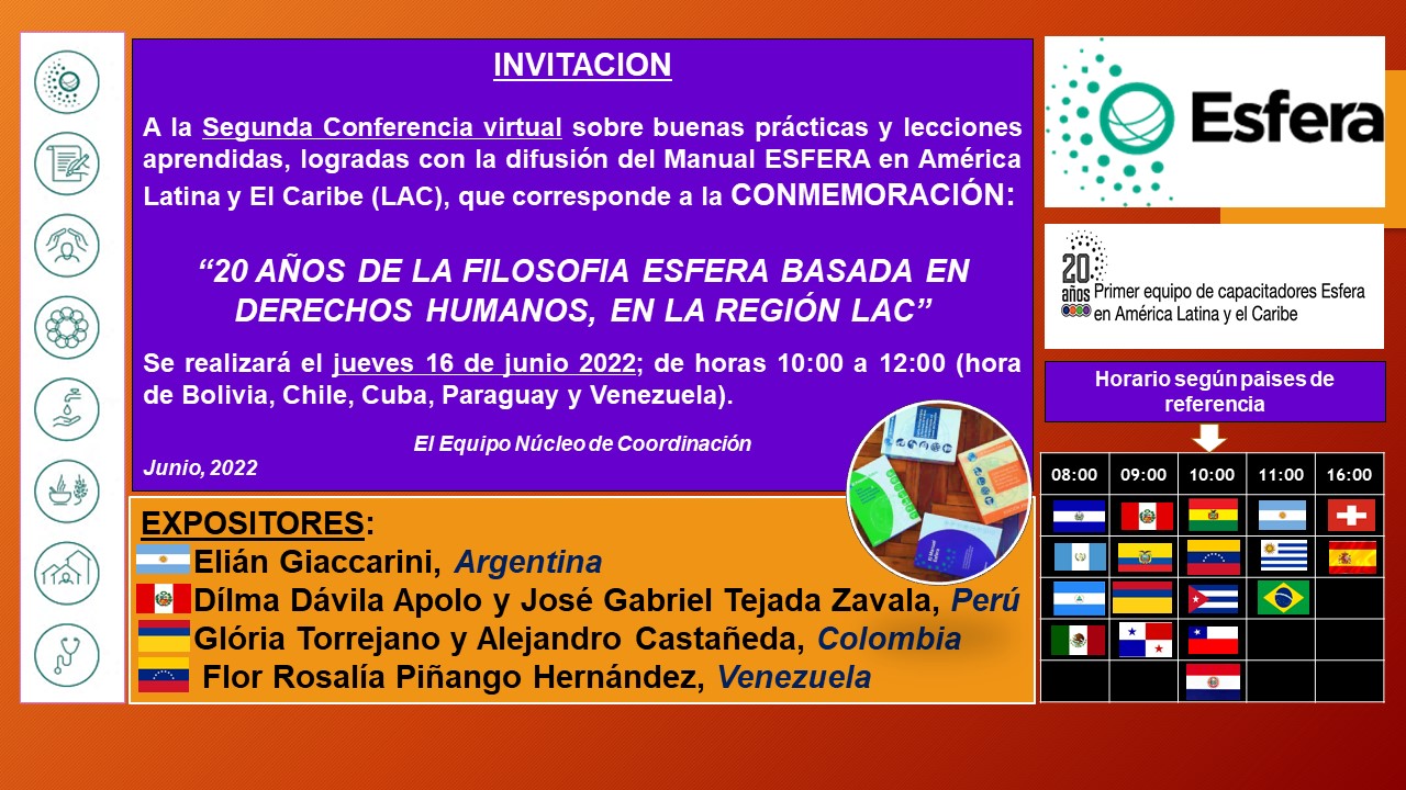 Segunda Conferencia virtual “20 AÑOS DE LA FILOSOFIA ESFERA, EN LA REGIÓN LAC”, 16 June 2022