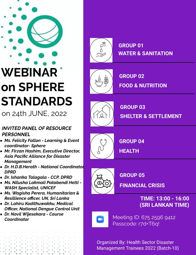 Sphere Standards Webinar, Columbo, Sri Lanka, 24 June 2022