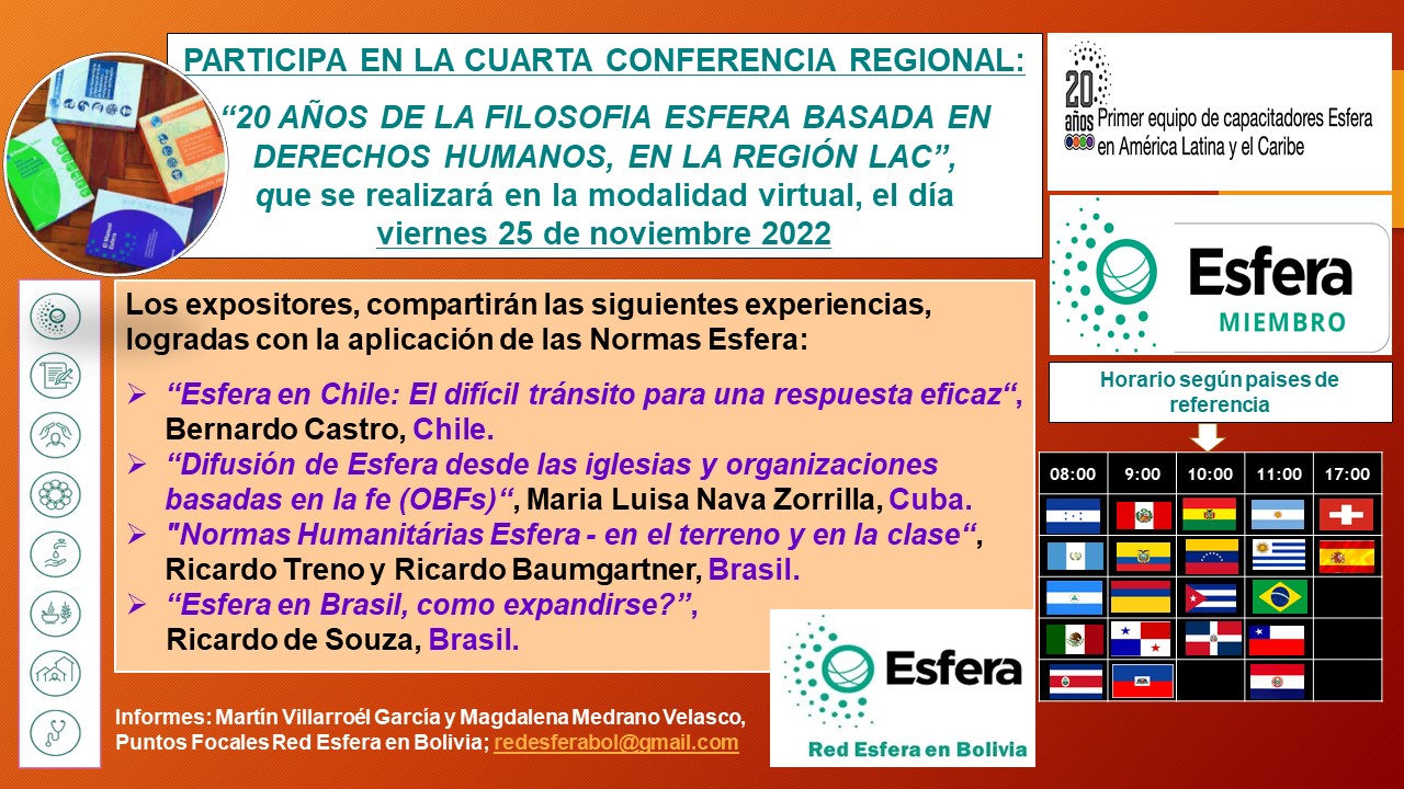 Cuarta Conferencia Regional: 20 Años de la Filosofía Esfera, en la Region de América Latina, Bolivia, 25 November 2022 y El Caribe