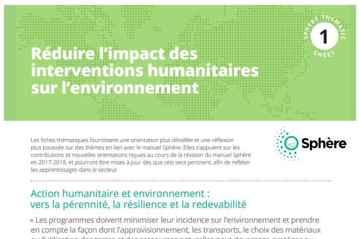 Fiche thématique #1 : Réduire l’impact des interventions humanitaires sur l’environnement 