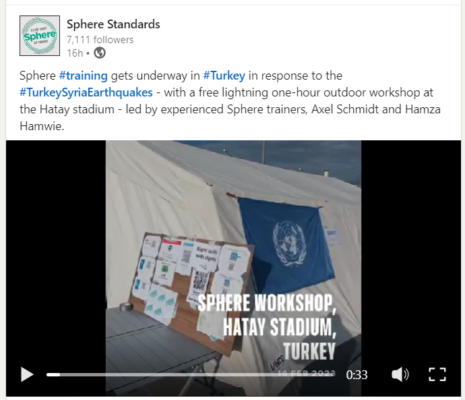 Sphere Workshop, Hatay, Turkey, 16 Feb 2023