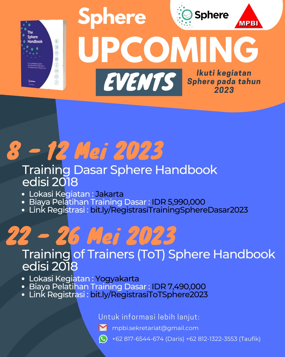 2018 Sphere Handbook Training, 8 – 12 May 2023, Jakarta Indonesia