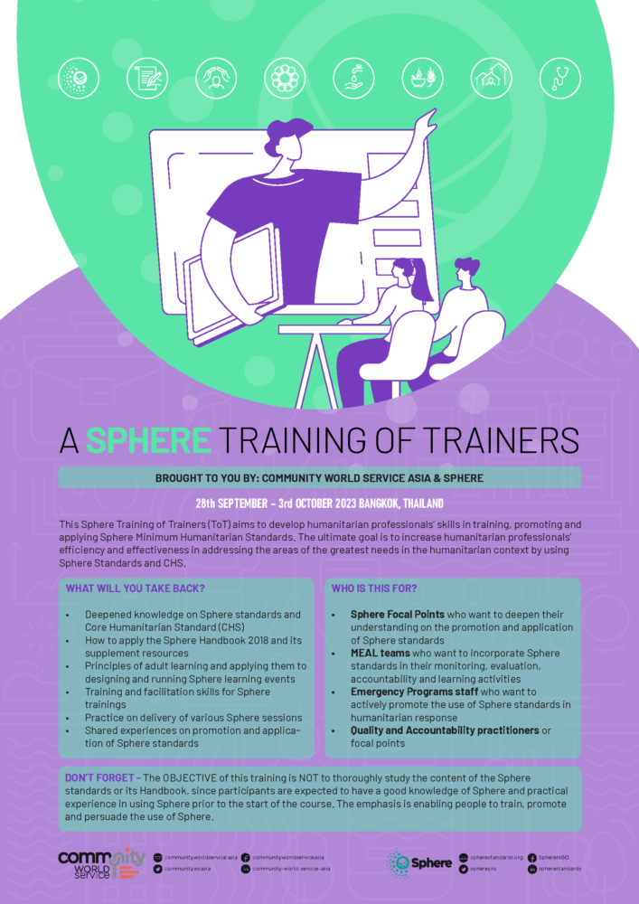 A SPHERE TRAINING OF TRAINERS, Bangkok, Thailand, 28 Sep – 3 Oct 2023