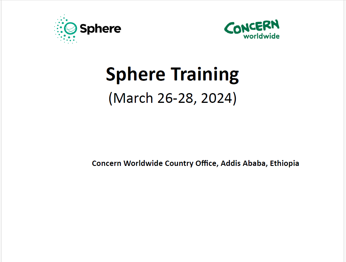 Sphere Training, 26-28 March 2024, Addis Ababa, Ethiopia