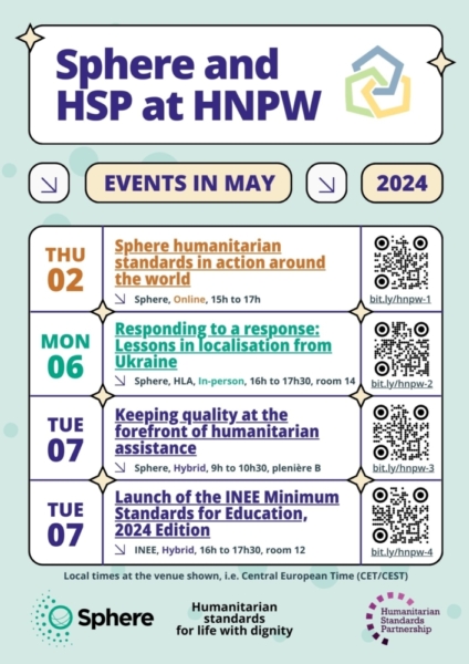 Sphere at Humanitarian Networks and Partnerships Week (HNPW), Geneva and online, 29 April to 5 May 2024
