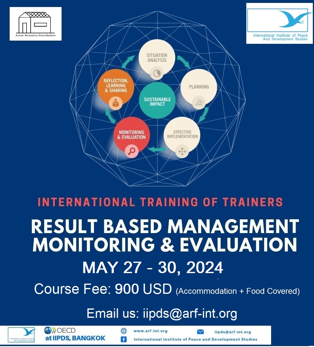 International Training of Trainers (ToT) on Result Based Management, Monitoring & Evaluation, Bangkok Thailand, 27-30 May 2024