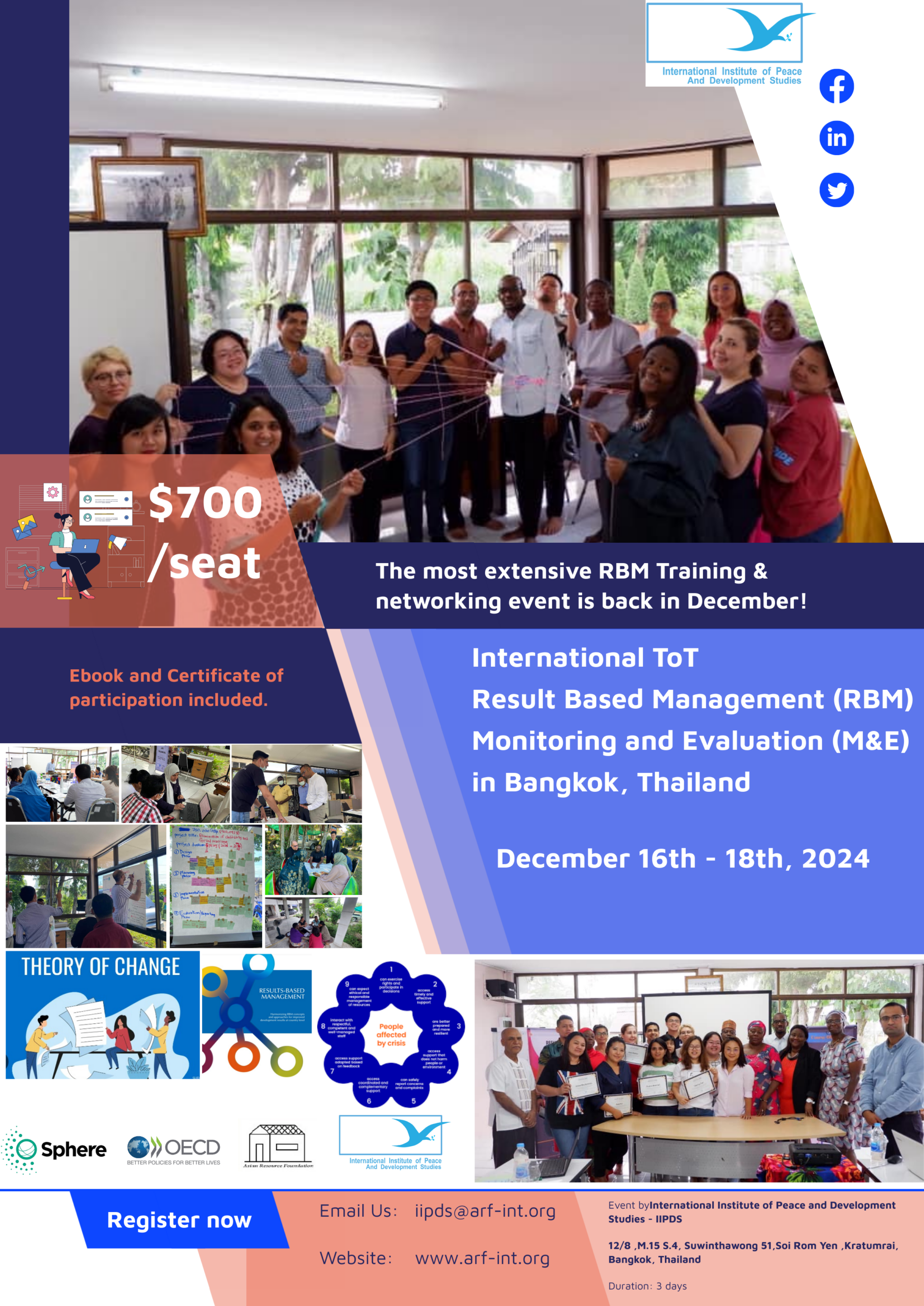 Training of Trainers (ToT) on Result Based Management, Monitoring &, Evaluation, Bangkok Thailand, 16-18 December 2024