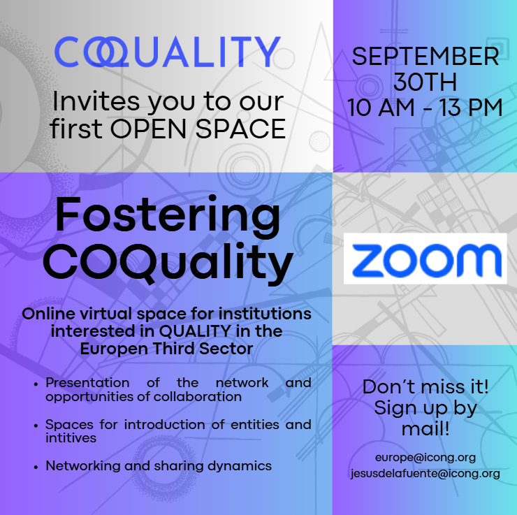 FOSTERING COQUALITY: Open Space for the promotion of Quality within the European Third Sector, online, Spain, 30 September 2024