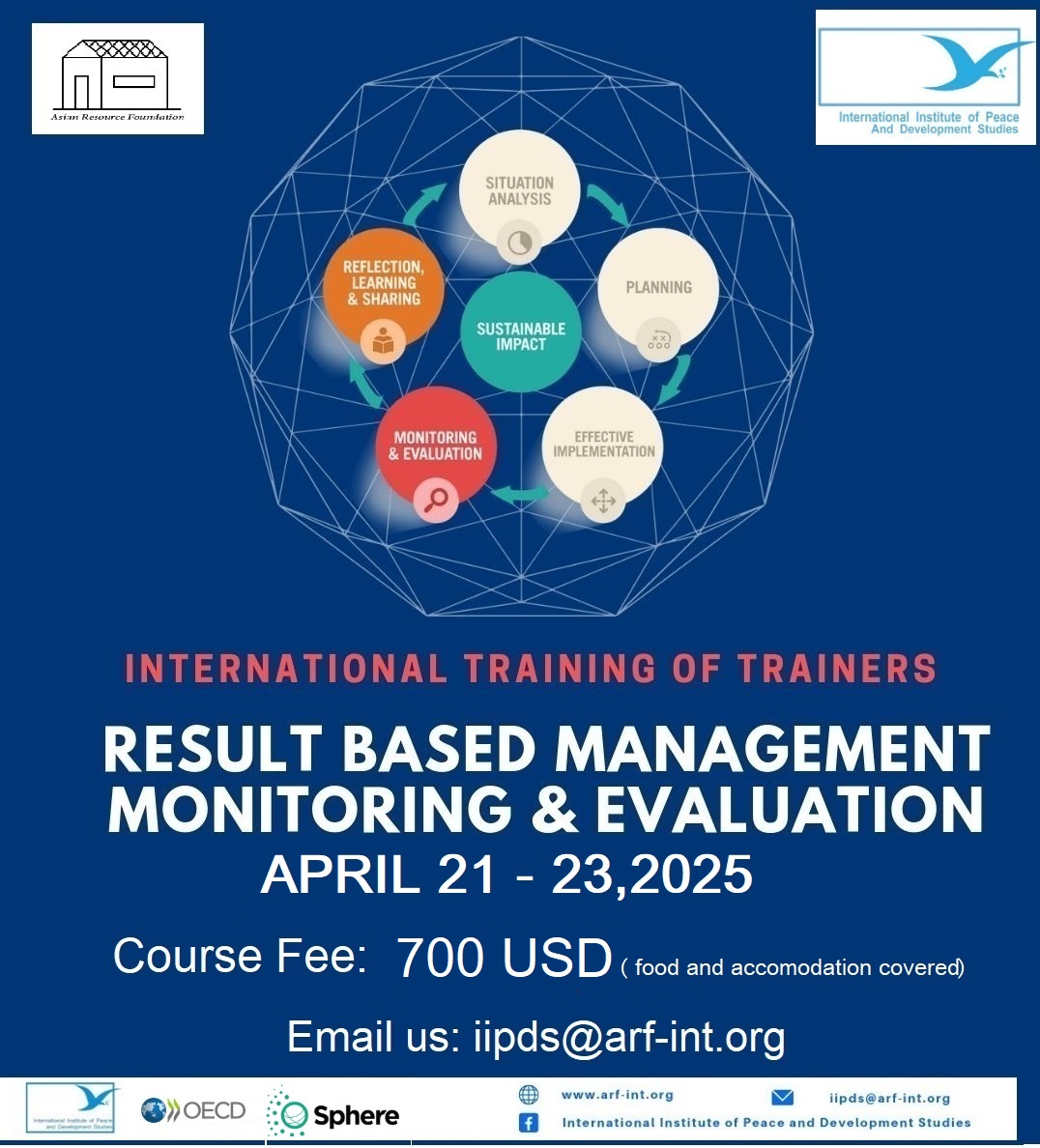 International training of trainers (ToT) on result based management, monitoring & evaluation, 21-23 April 2025, Bangkok, Thailand