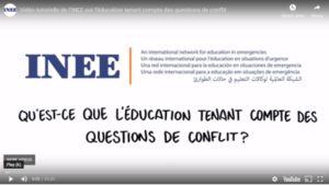L’éducation tenant compte des questions de conflit – vidéos de formation et webinaires