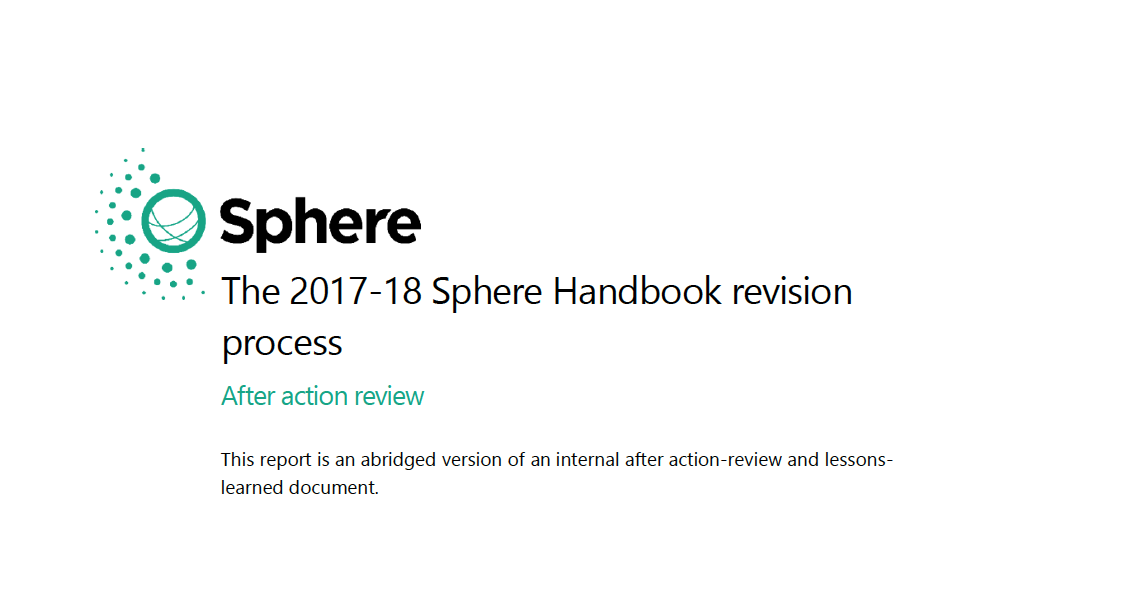 The 2017-18 Sphere Handbook revision process (en inglés)