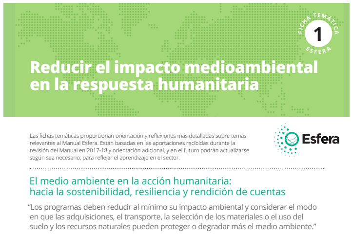 Ficha temática: Reducir el impacto medioambiental en la respuesta humanitaria 