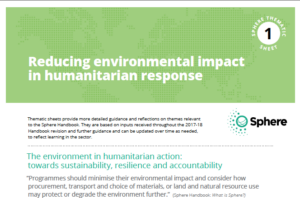 Thematic Sheet #1: Reducing environmental impact in humanitarian response